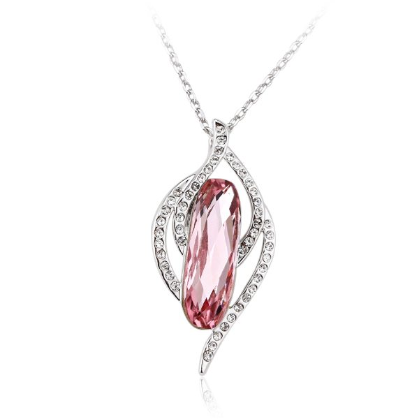 Necklace AGN10954 Woman Austrian Rhinestone Fashion offical oblong pandent necklace jewelry Gift Fashion Jewelry
