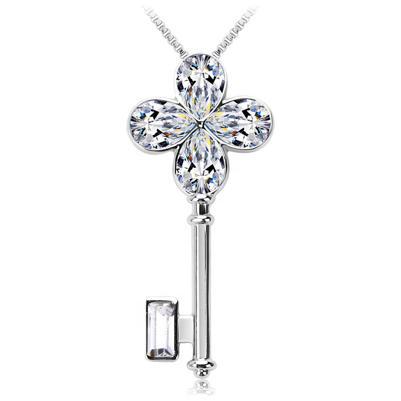 Necklace AGN16048 Custom zinc alloy white crystal women jewelry necklace from china