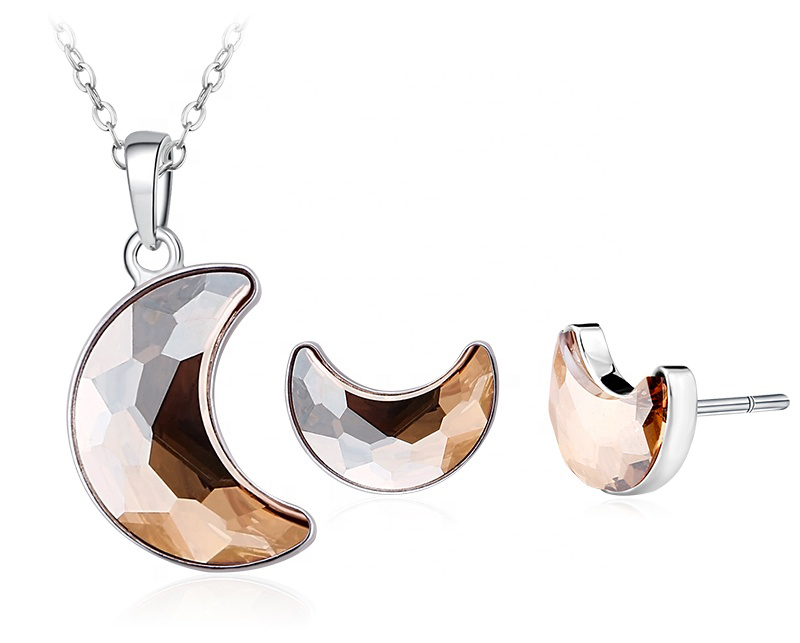 Jewelry Set AGSS-8054 Young Women Valentine's Gift Crescent Moon Pendant Earrings Fashion Jewelry