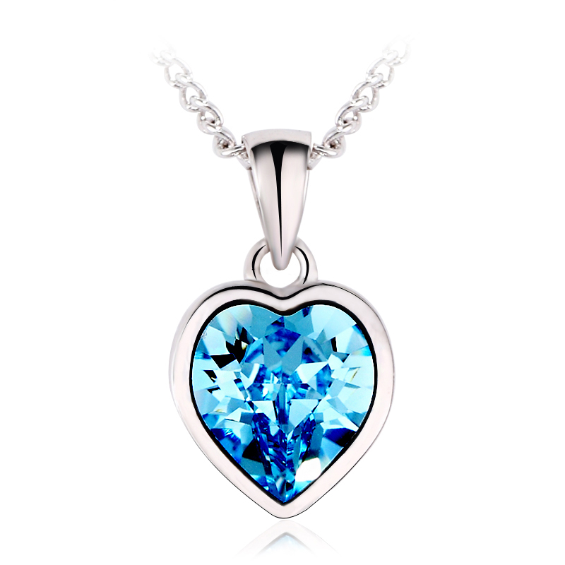 Necklace AGN10552 Austrian crystal Love Heart shape Rhodium18k Gold necklace Gift Jewelry for woman