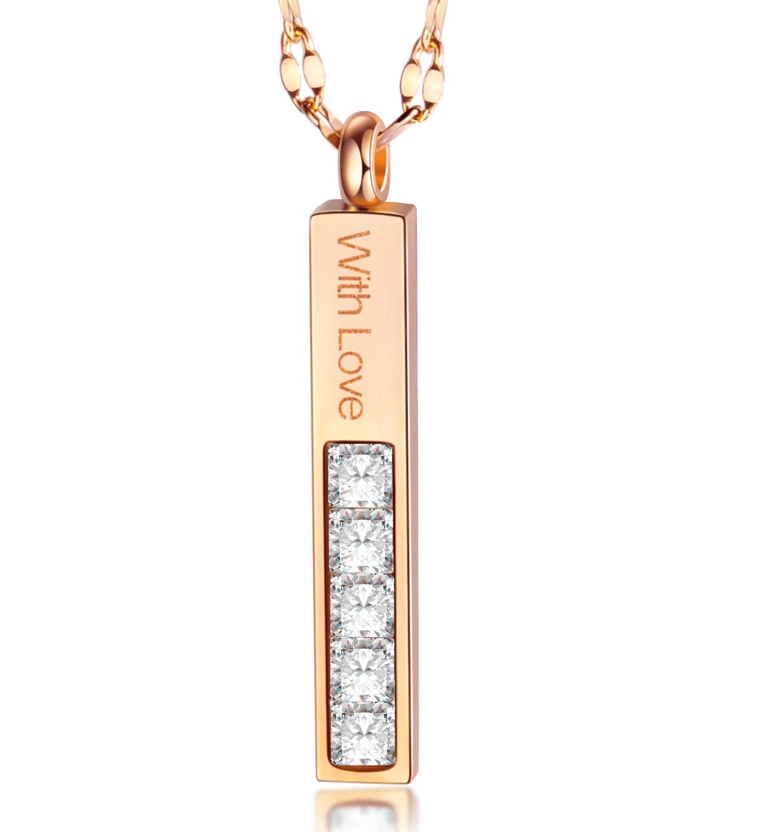 Necklace AG-SS-N10189 Cubic Zircon Stainless steel Love belief Silver plated necklace Fashion Gift Jewelry for men women girls