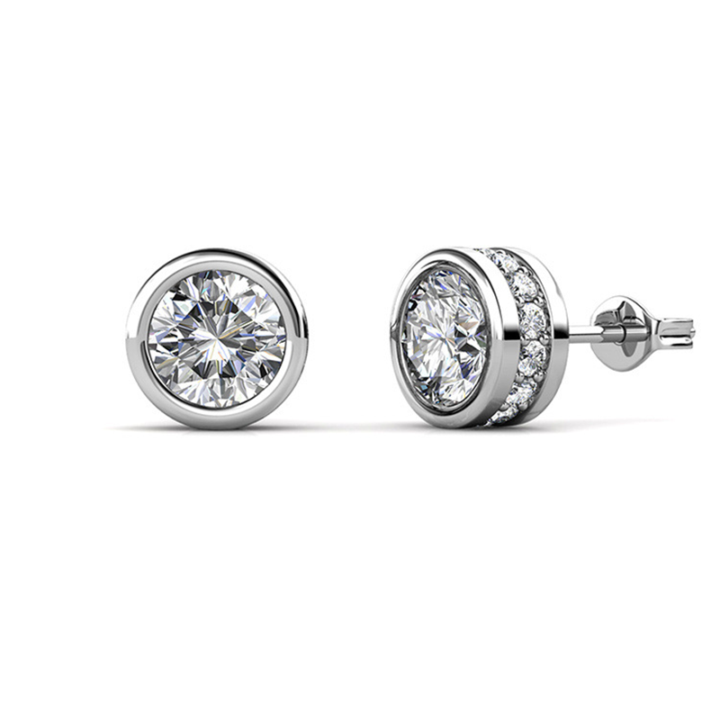 Custom 925 Silver Rhodium Plated Cubic Zirconia Ear Stud AG JEWELRY