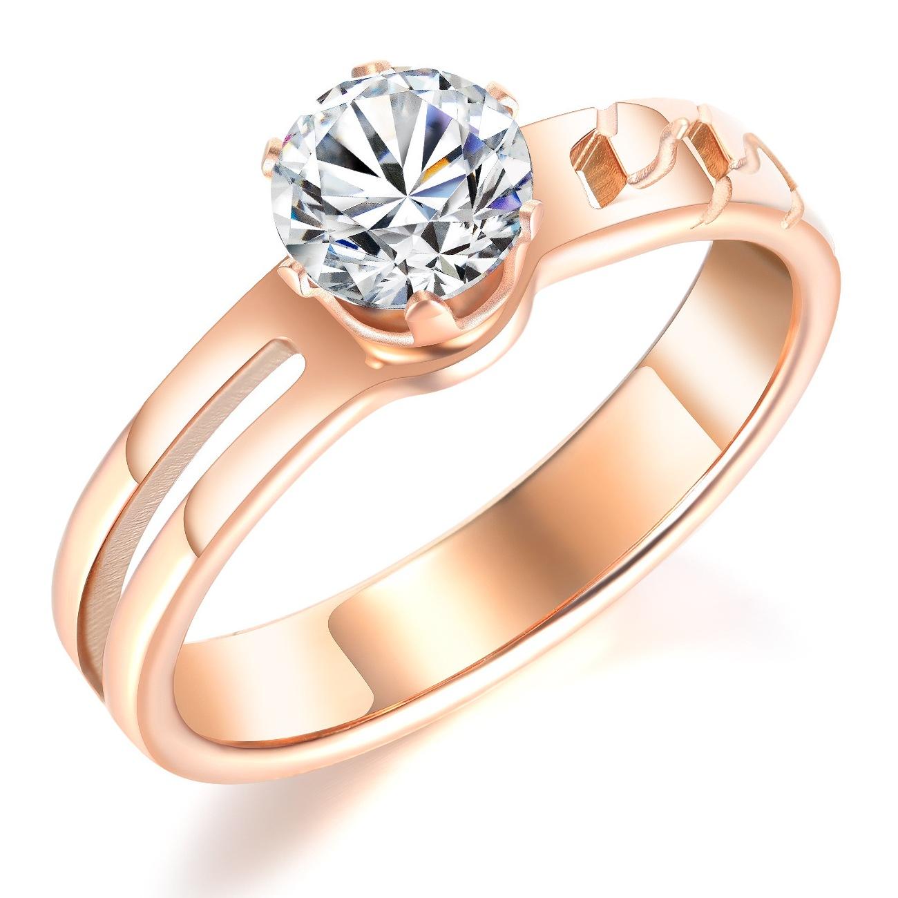 Stylish personality Zircon Royal Rose Gold Plated Stainless Steel Rings Women Fashion Gift Jewelry Manufacturer AG JEWELRY