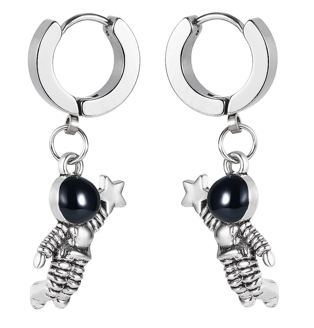 Spaceman 925 Silver Plated Stainless Titanium Steel Loop Hoop Earrings Women Fashion Gift Jewelry Manufacture AG JEWELRY