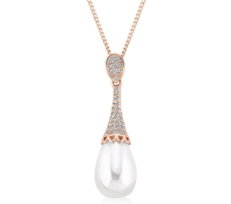 Factory Price Romantic Water drop Crystal & Freshwater Pearl Gold Plated Necklace Classic Beautiful Women Gift Jewelry manufacture
