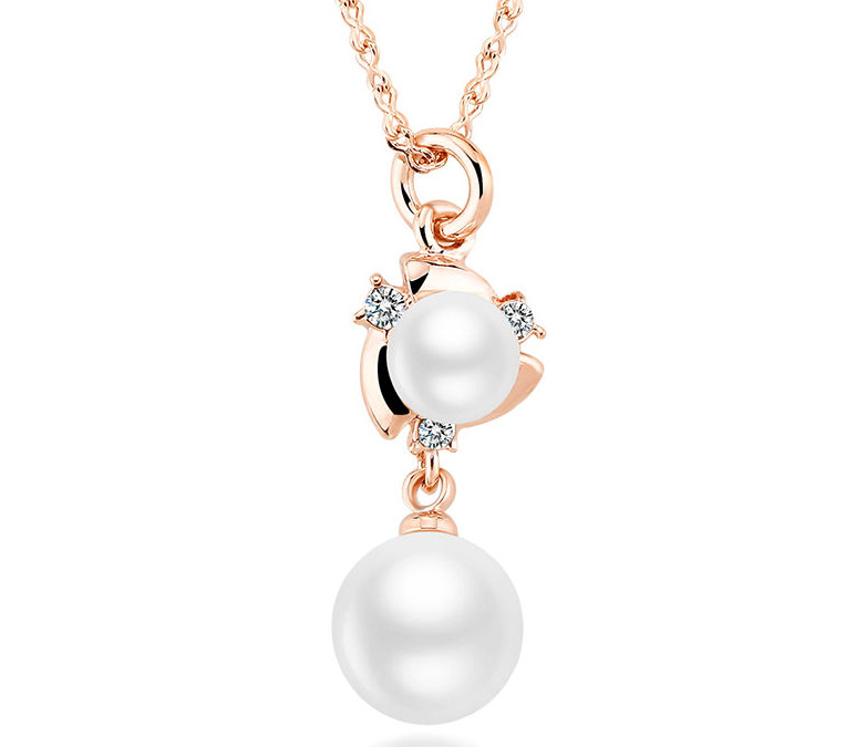 Factory Price Beautiful Crystal & Freshwater Pearl Gold Plated Pendant Necklace New arrival Fashion Women Gift Jewelry