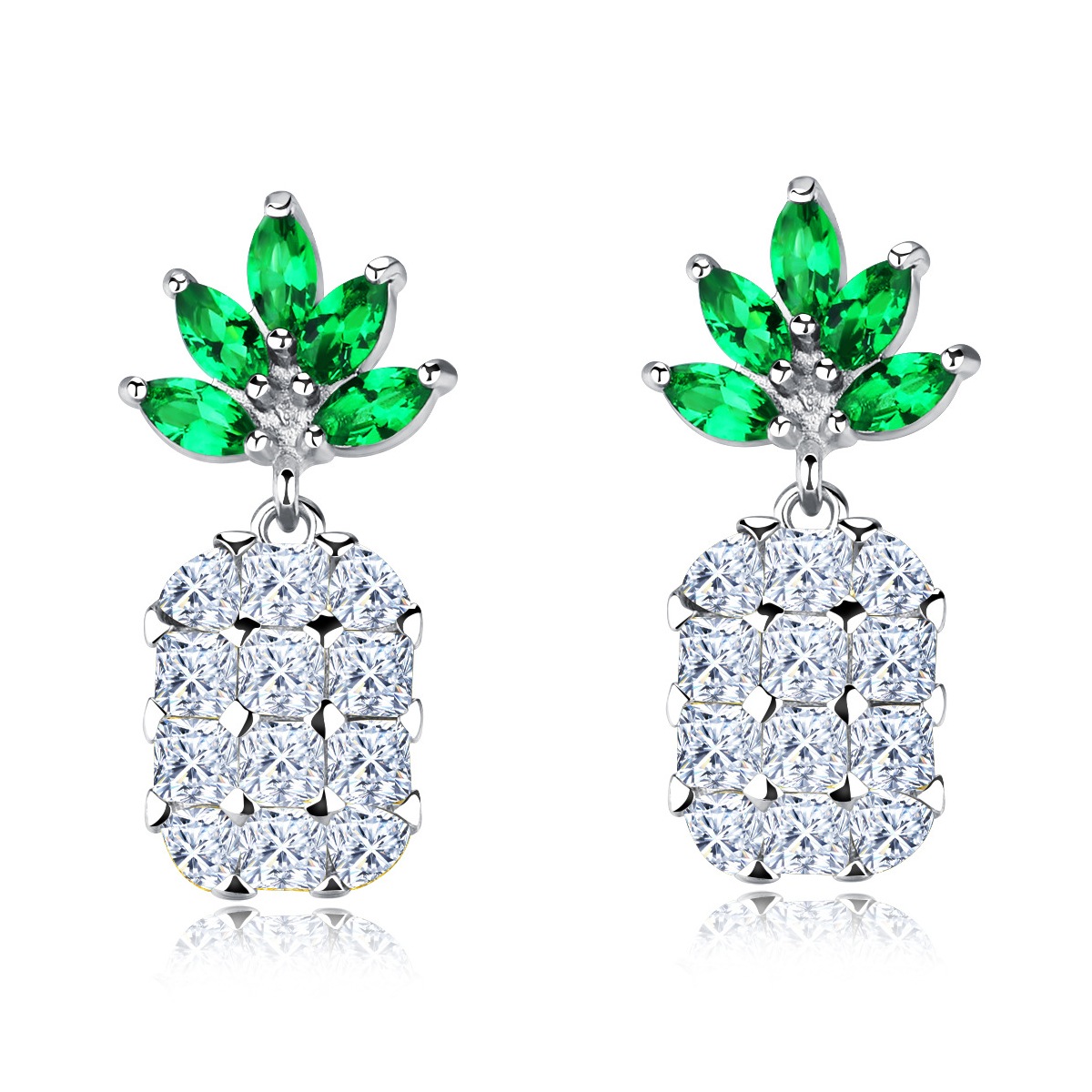 Factory Price Zircon Pineapple Fruit Gold Plated Stainless Titanium Steel Hoop Earrings Beauty Fashion Gift ornament Manufacture