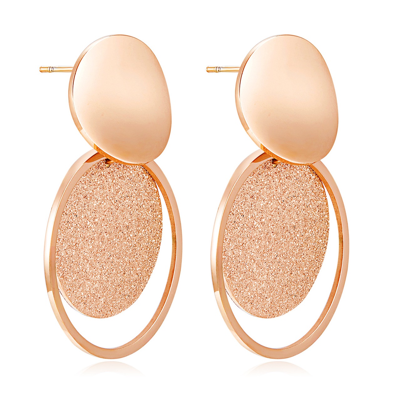 Factory Price Romantic frosted Gold Plated Stainless Titanium Steel Loop Hoop Earrings beauty Fashion Gift ornament Manufacture
