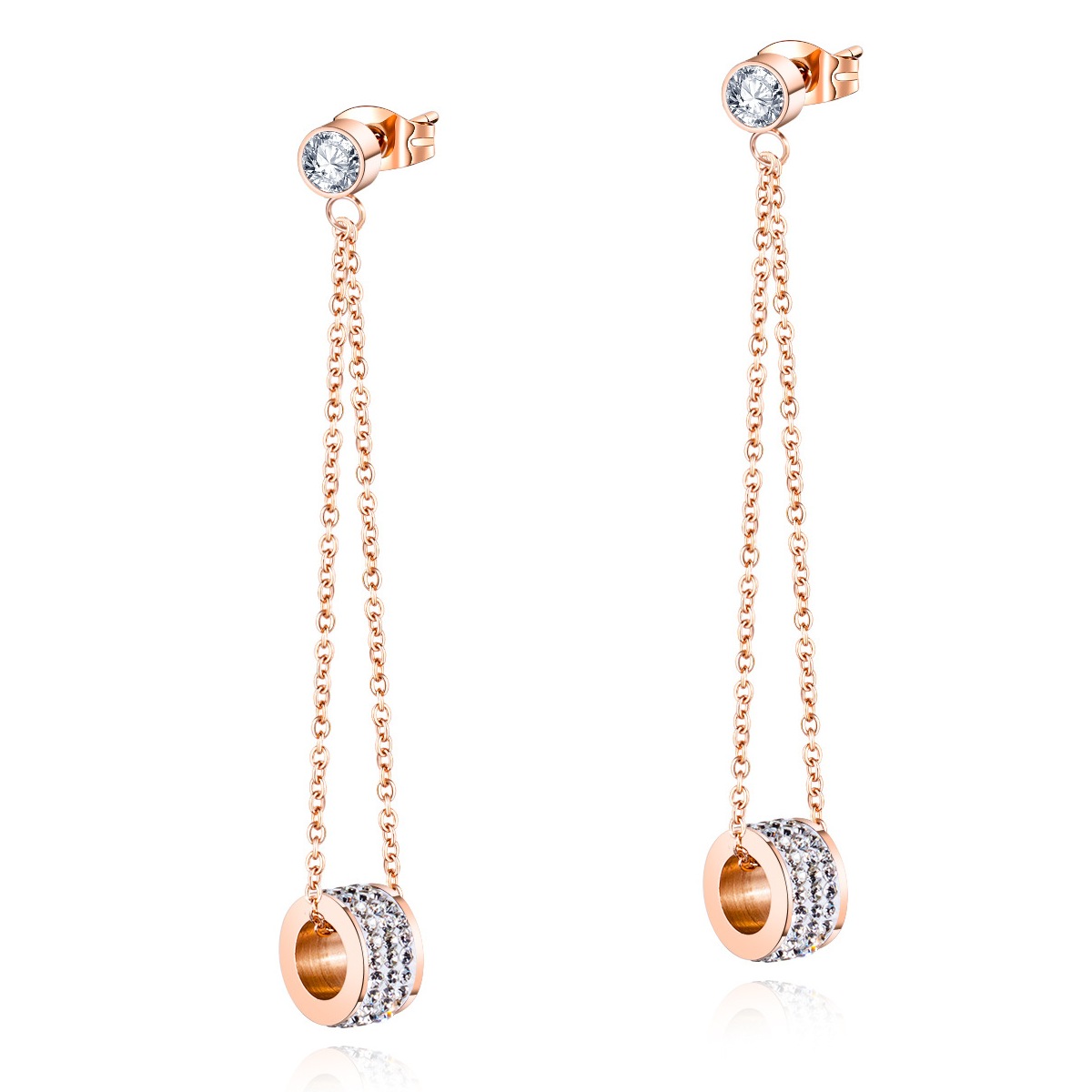 Factory Price Zircon crystal Circle Gold Plated Stainless Titanium Steel Earrings Beautiful Fashion Gift ornament Manufacture