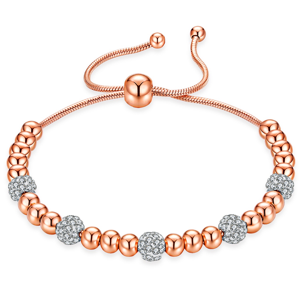 Factory Price Zircon Lucky Ball Beaded Gold Plated Stainless Titanium steel Bracelet Fashion Party Gift Jewelry Manufacture