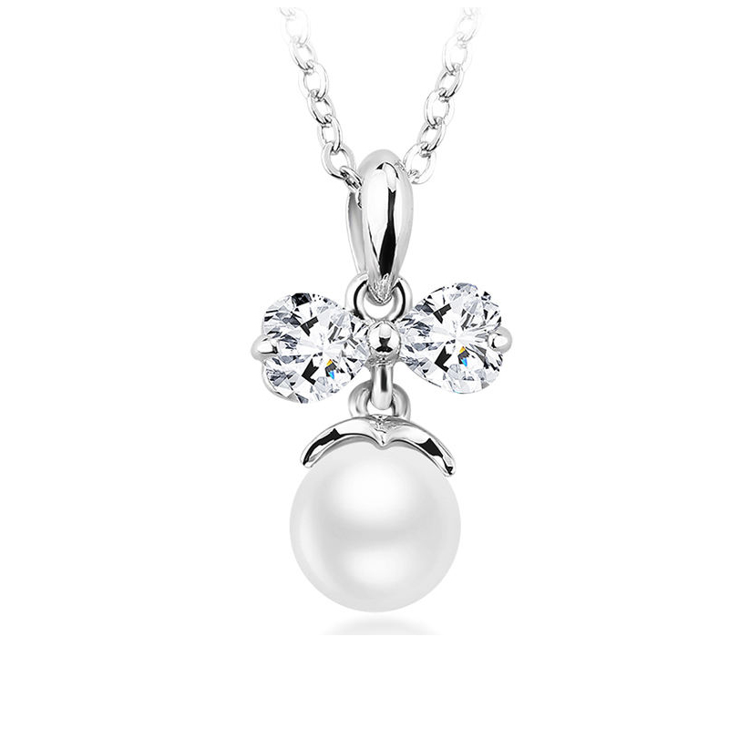 Small MOQ Beautiful Zircon & Fresh Pearl Gold Plated Pendant Necklace New arrival Fashion Women Gift Jewelry manufacture