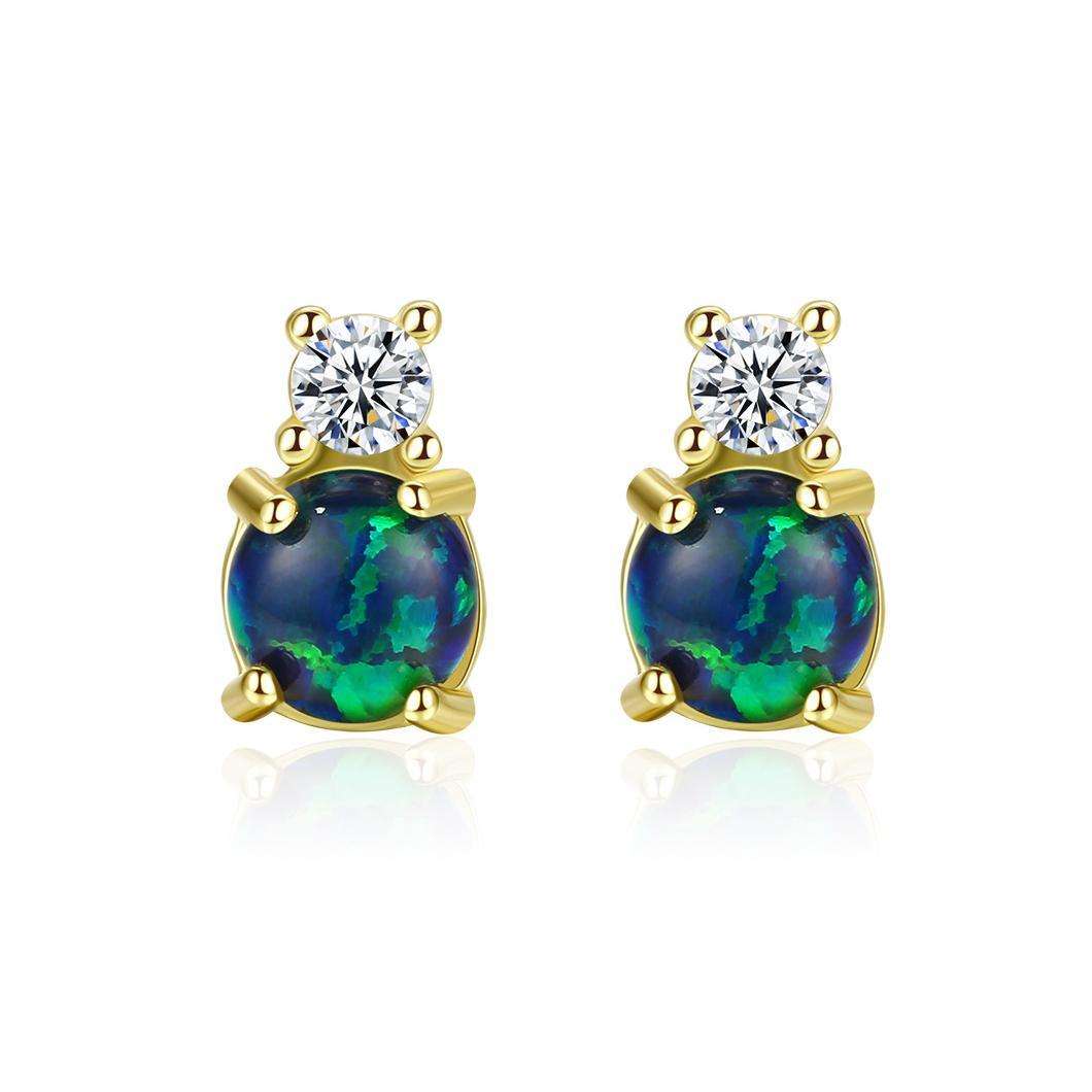 Factory Price Beautiful Geometric Opal stone Zircon 925 Sterling Silver stud Earrings Fashion Gift Jewelry for woman Girls Y21001