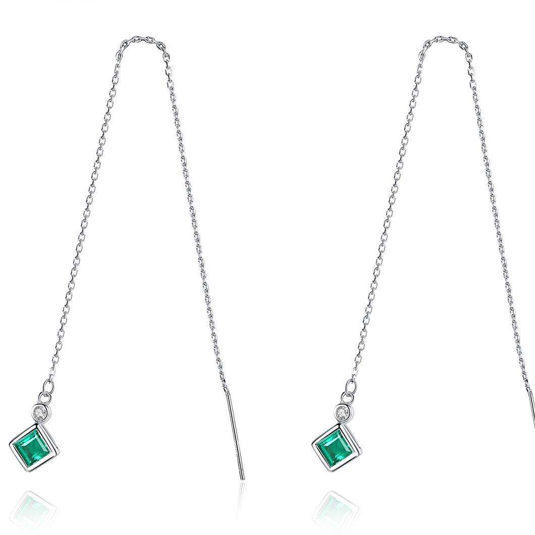 Factory Price Beautiful Square Austrian crystal 925 Sterling Silver Chain Earrings Fashion Gift Jewelry for woman and Girls Y21234
