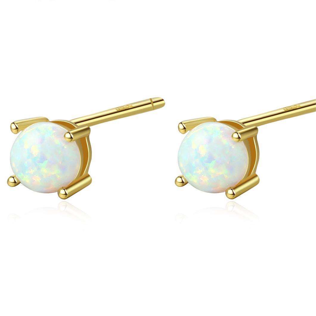 Factory Price Beautiful Round Opal stone 925 Sterling Silver stud Earrings Fashion Gift Jewelry for woman Girls Y20902