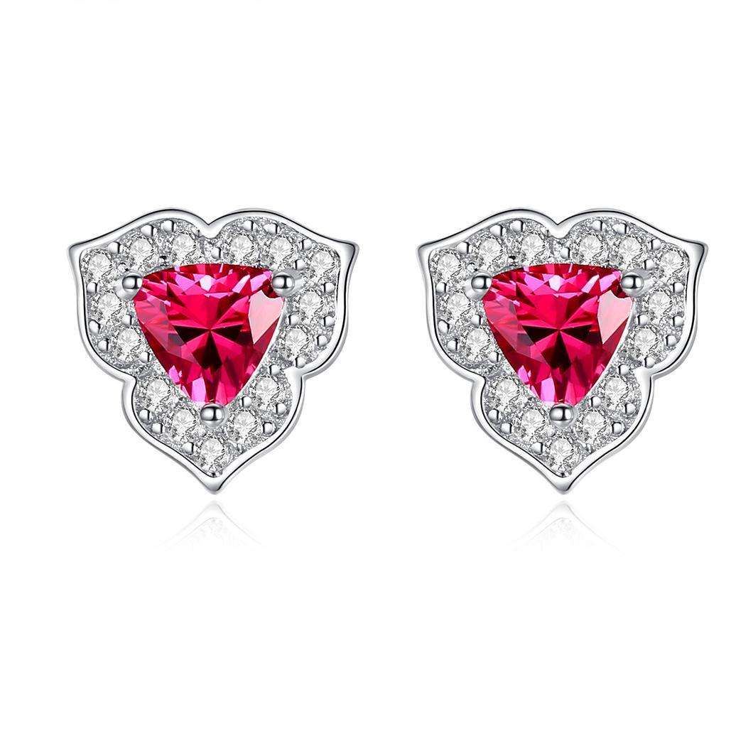 Factory Price Beautiful Triangle Garnet Austrian Crystal 925 Sterling Silver stud Earrings Fashion Gift Jewelry for woman Y21216