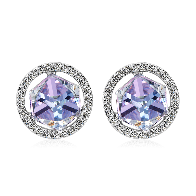 Small MOQ Trendy Geometric Austrian crystal stud Earrings Fashion Beautiful Gift Jewelry for Women 26003
