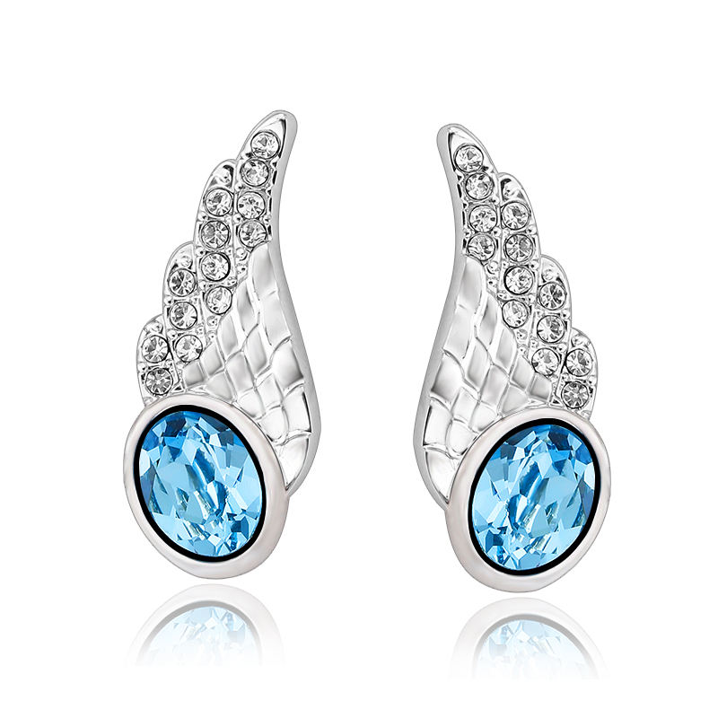 Small MOQ Angel Wings Trendy Austrian crystal stud Earrings Fashion Beautiful Gift Jewelry for Women Dating Party Jewelry 20740