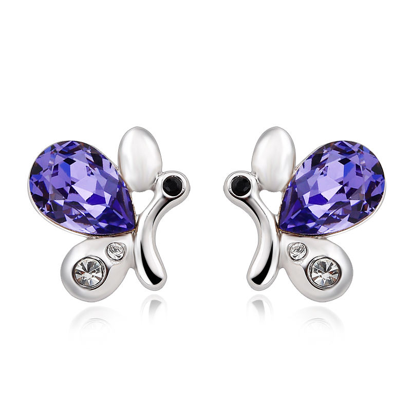 High quality Vivid butterfly Trendy Austrian crystal stud Earrings Fashion Beautiful Gift Jewelry for Women Dating Party Jewelry 20733
