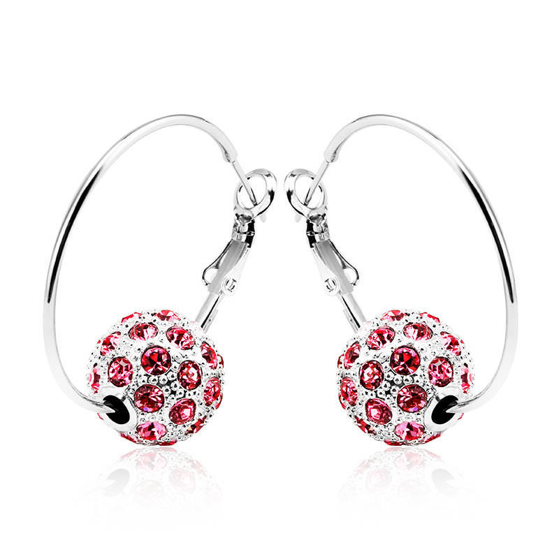 High quality Trendy Austrian crystal Ball hoop Earrings Fashion Beautiful Gift Jewelry for Women Dating Party Jewelry 20798
