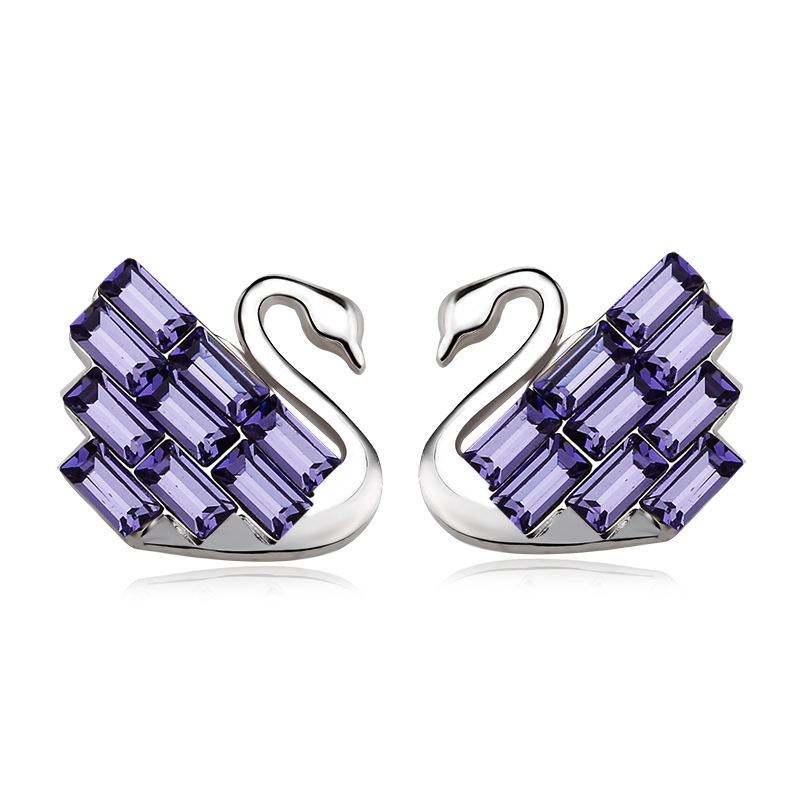 High quality Swan Trendy Austrian crystal Gold plated stud Earrings Fashion Beautiful Gift Jewelry for Women Dating Party Jewelry 20773
