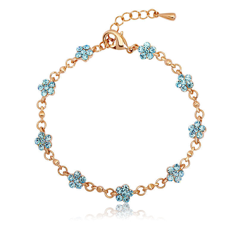Small MOQ Beautiful Flower Austrian Crystal Gold Plated Bracelet Fashion Gift Jewelry For woman Party Dating Bracelet 30043