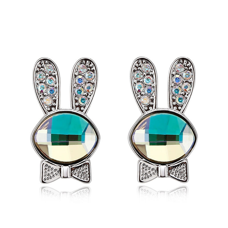 Small MOQ Bunny Rabbit Austrian crystal stud Earrings Fashion Beautiful Gift Jewelry for Women Dating Party Jewelry 20771
