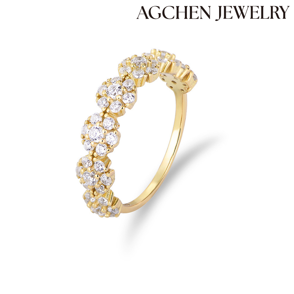 AGCHEN Foreign trade niche design personality creative zircon sterling silver ring female Europe and the United States ins ring jewelry AGKR1550