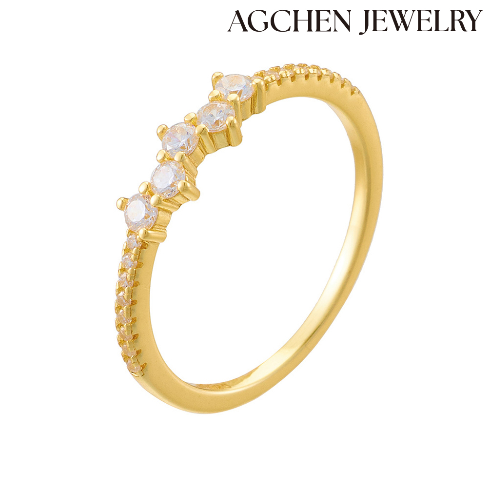 AGCEN S925 Sterling Silver Irregular Cubic Zirconia Ring female Europe and America ins design sense new accessories AGKR1873