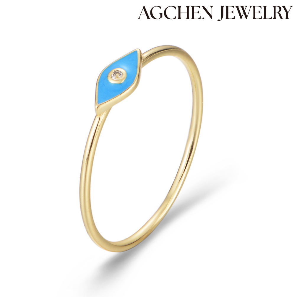 AGCHEN S925 Sterling Silver Blue Evil Eye Ring temperament women ring manufacturers direct sale AGKSR103