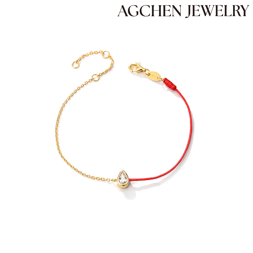 AGCHEN Bohemia 925 Sterling Silver Cubic Zirconia Hand rope Bracelet Jewelry for woman and girls AGKB0560