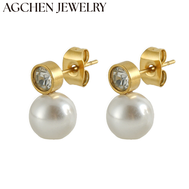 AG Minimalist Women's Zircon and Pearl Earrings AG-ZYG825
