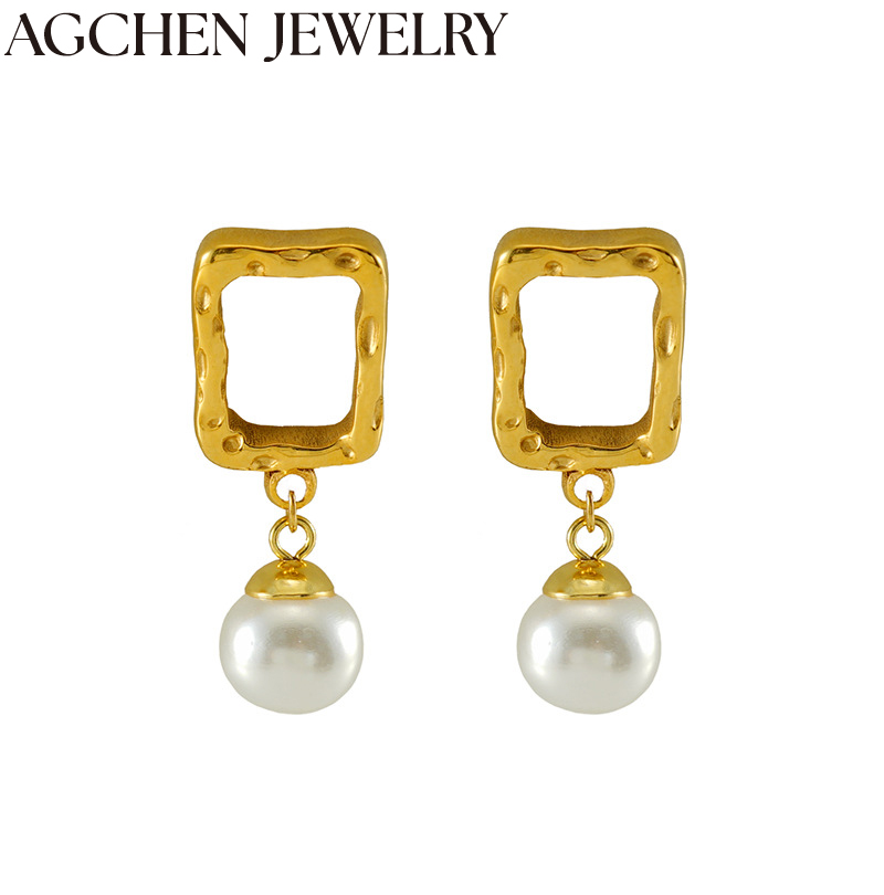 AG Stainless Steel Women's Drop Earrings with Pearl  AG-ZYG1376