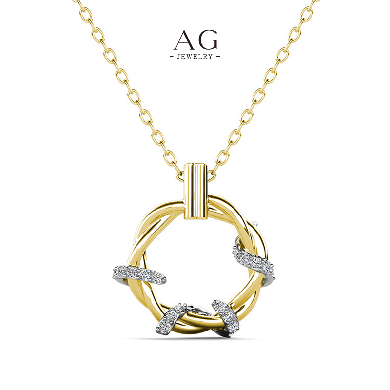 AG Twisted Coil Pendant Necklace Micro Pave Zirconia Wrap B2B Supplier Small MOQ AGMP100
