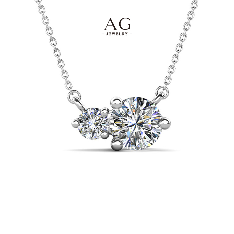 AG Copper Dual Zirconia Necklace Contrast Stone Design AGMP105
