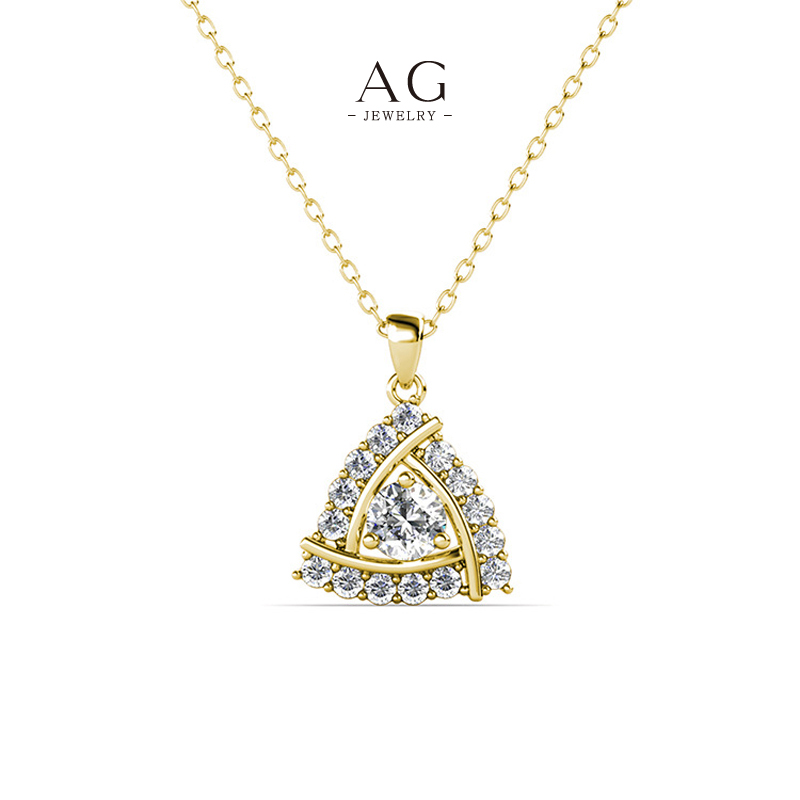 AG Geometric Triangle Zirconia Pendant Necklace BSCI Certified Custom Manufacturer AGDPS0748