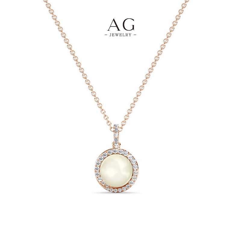 AG Pearl Zirconia Station Necklace Bridal Wedding Gift Collection AG JEWELRY AGDPS0537