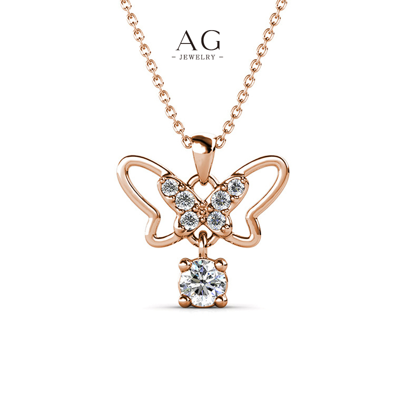 AG Butterfly Pendant Necklace Garden Theme Jewelry Bulk Order Supplier AGDPS0658