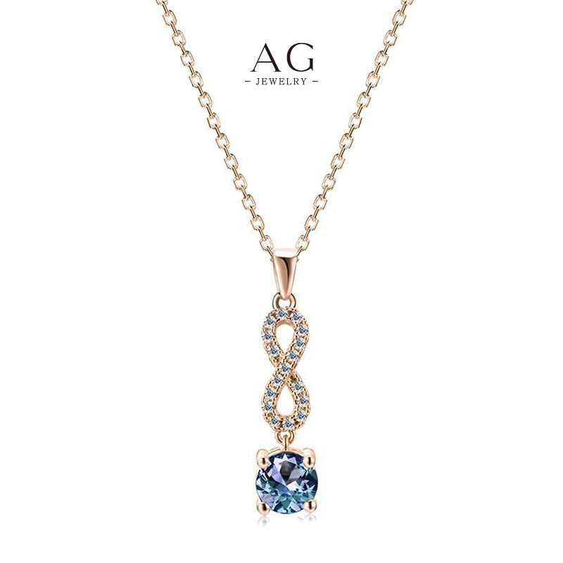 AG Blue Zirconia Infinity Pendant Necklace Eternal Love Design AG JEWELRY AGDGPS0050
