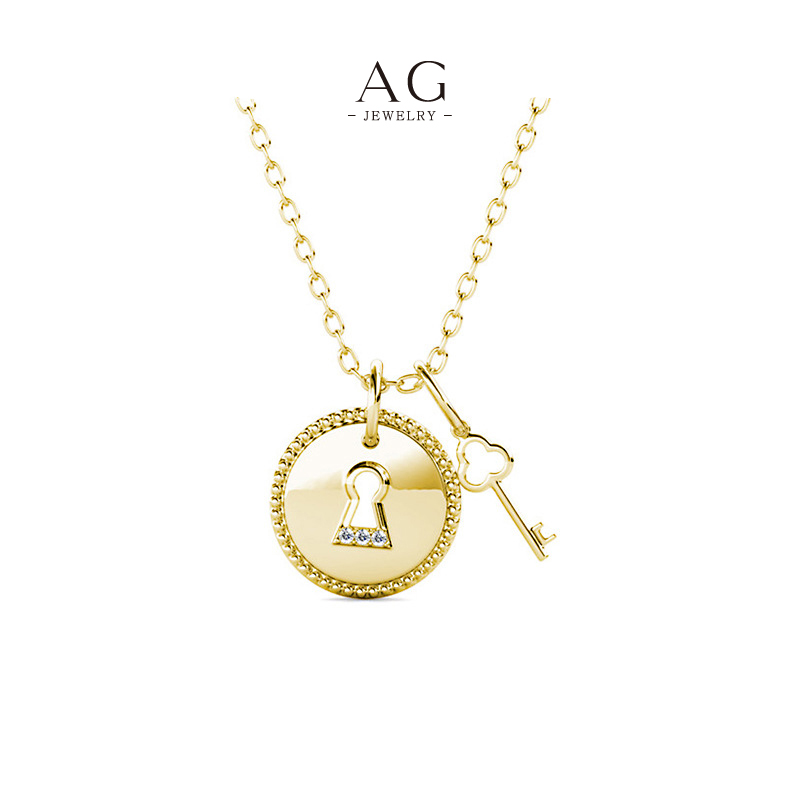 AG Key And Lock Pendant Necklace Symbolic Love Jewelry AGDP0283