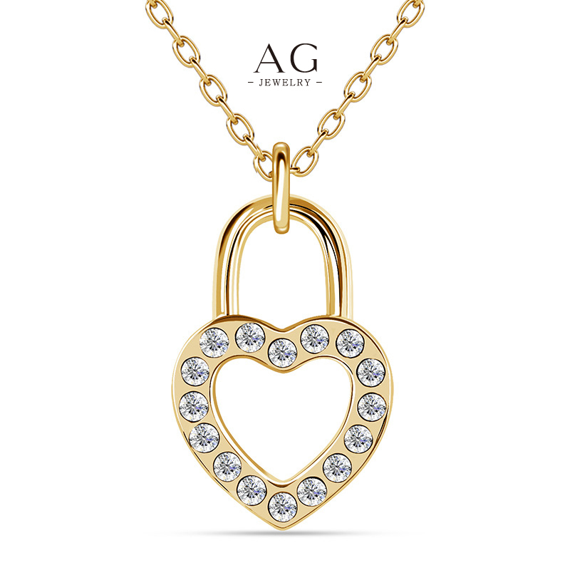 AG Heart Lock Pendant Necklace Romantic Security Jewelry AGDP0891