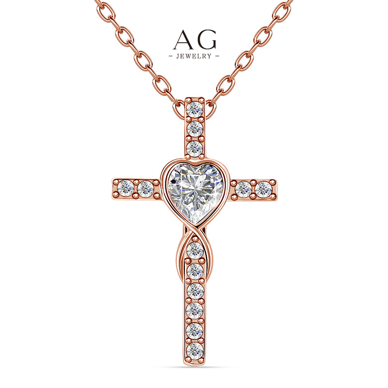 AG Cross Heart Pendant Necklace Faith Love Symbolism AGDP0852