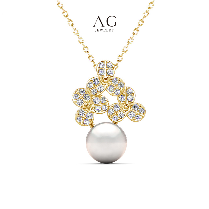 AG Pearl Zirconia Necklace Luxury Bridal Jewelry Small MOQ AGDP0875