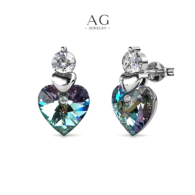 AG Heart Zirconia Earrings Romantic Gift Jewelry Small MOQ AGDE0535