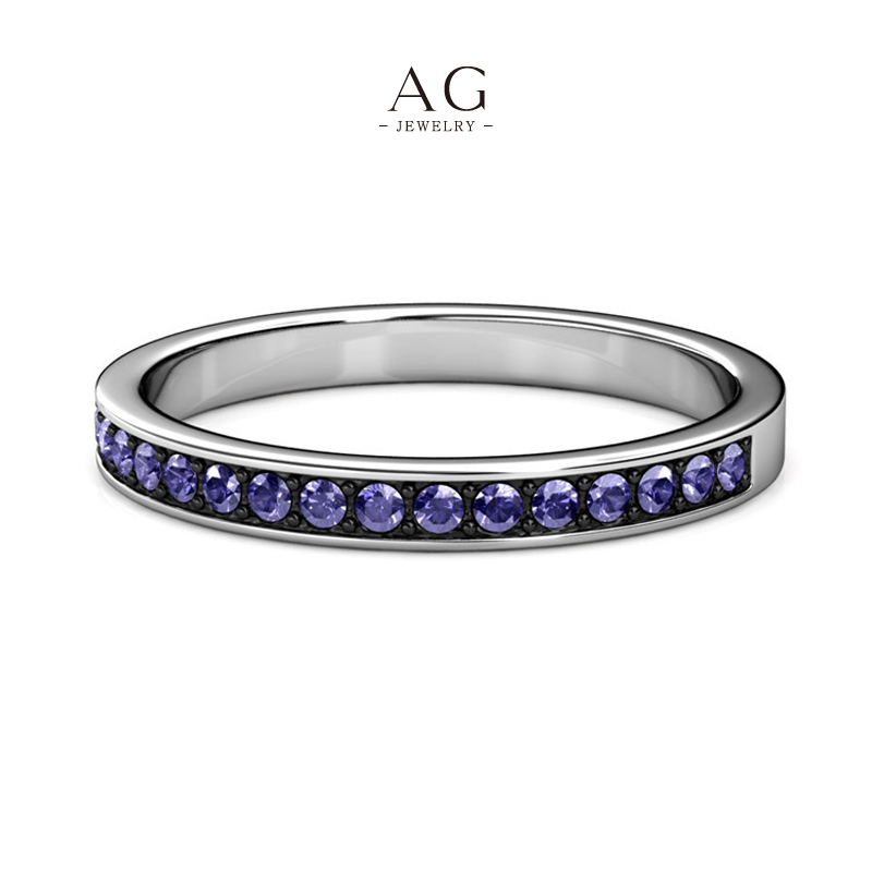 AG Half Eternity Birthstone Ring 12 Color Gemstone Collection AGDRS0051