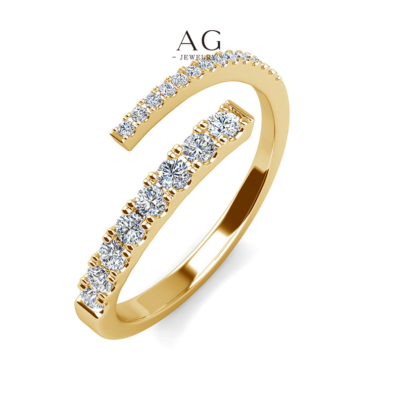 AG Open Band Zirconia Ring Adjustable Statement Jewelry AGDR0150