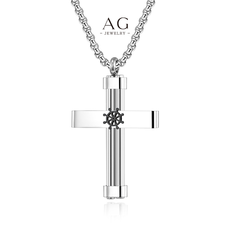 AG Men‘s Stainless Steel Cross Pendant Necklace Religious Jewelry BSCI Certified AGDZ109