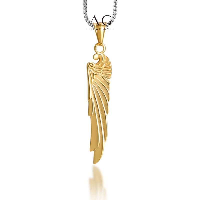 AG Men‘s Stainless Steel Feather Pendant Necklace Factory Price Bulk Order Supplier AGSP784