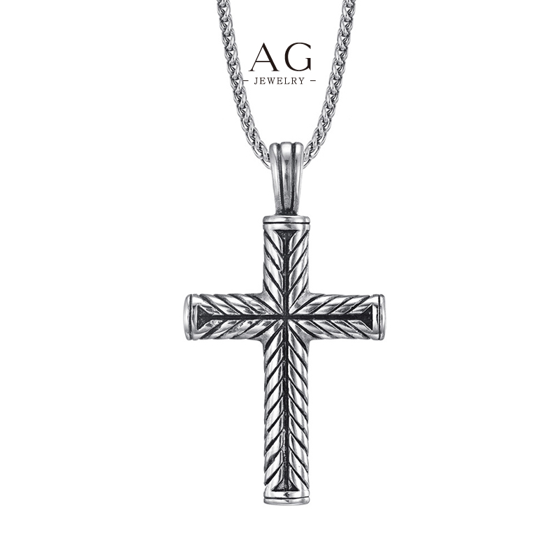 AG Men’s Stainless Steel Cross Pendant Necklace Religious Jewelry B2B Supplier AG JEWELRY AGDZ023