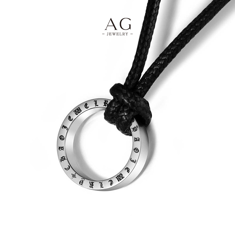 AG Men‘s Stainless Steel Ring On Wax Rope Necklace Low Price Direct Factory Supplier AGSP727