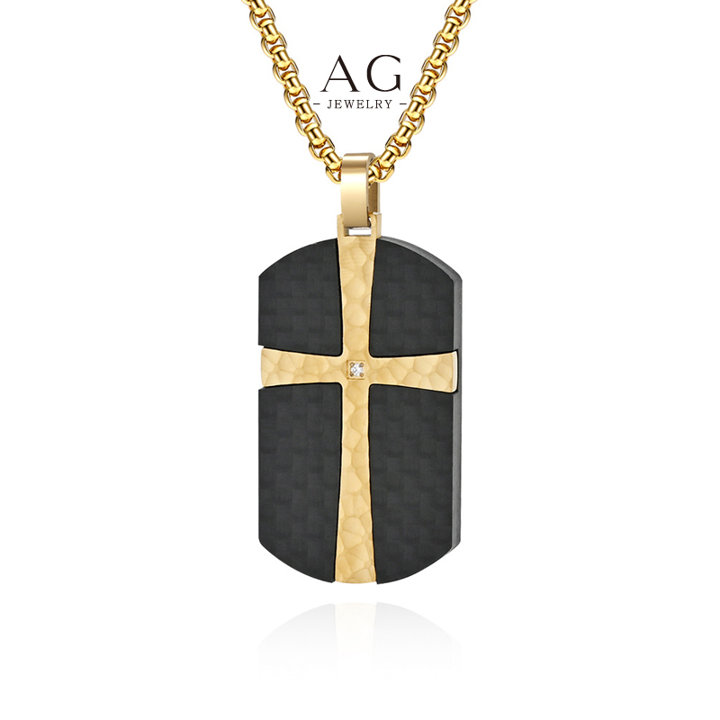 AG Men’s Stainless Steel Square Cross Necklace Bold Statement Jewelry B2B Supplier AGDZ168